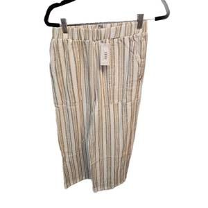 NEW PINE APPAREL women's cotton gauze long pants in khaki stripe
